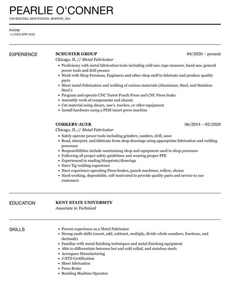 aluminum fabricator cv sample|fabricator resume sample.